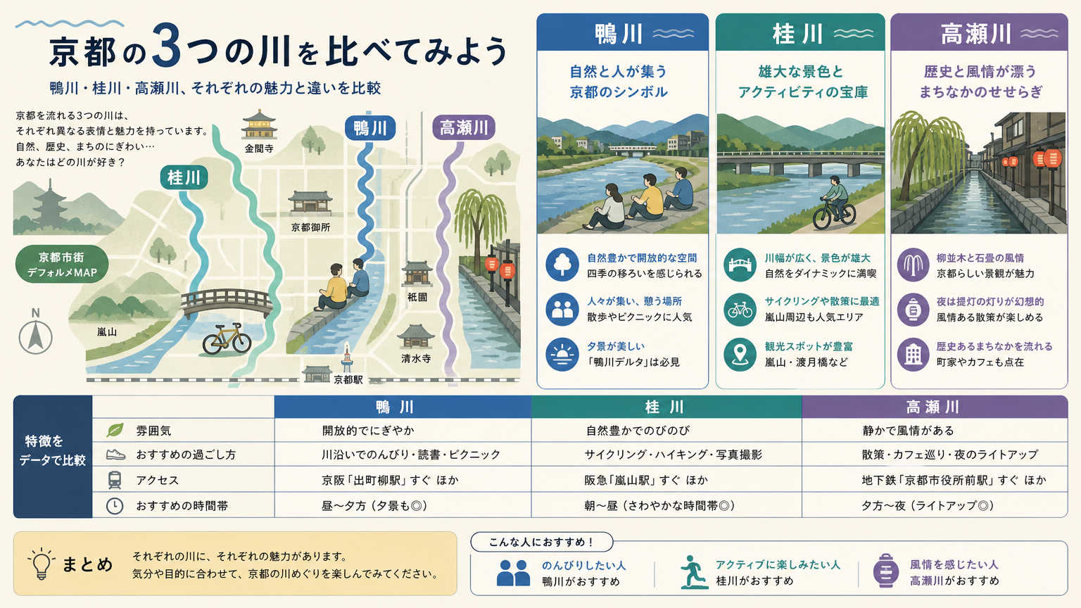 京都市内の代表的な川沿い散策コース